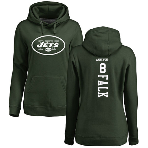 New York Jets Green Women Luke Falk Backer NFL Football #8 Pullover Hoodie Sweatshirts->nfl t-shirts->Sports Accessory